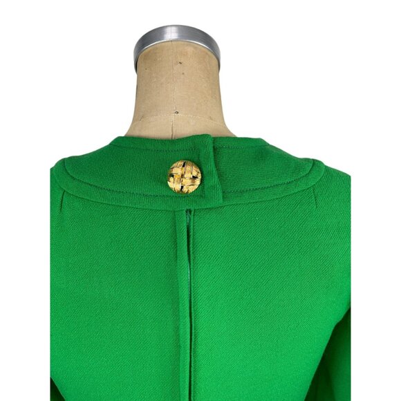 1960s green wool crepe dress with big gold buttons Size M by Nat Kaplan - Picture 5 of 8